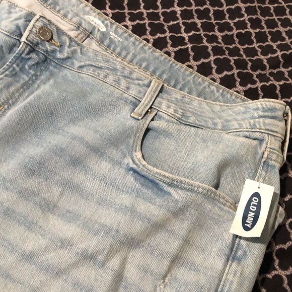 Old Navy Womens Boyfriend High Rise Denim Light Blue Distressed MoM Jeans Sz 24 - Picture 5 of 8